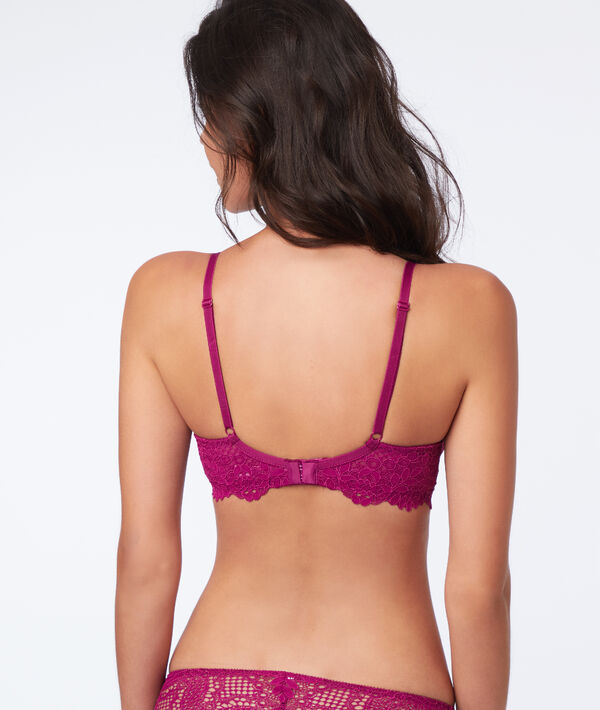 Soutien-gorge n°5 - ampliforme naturel en dentelle prune.
