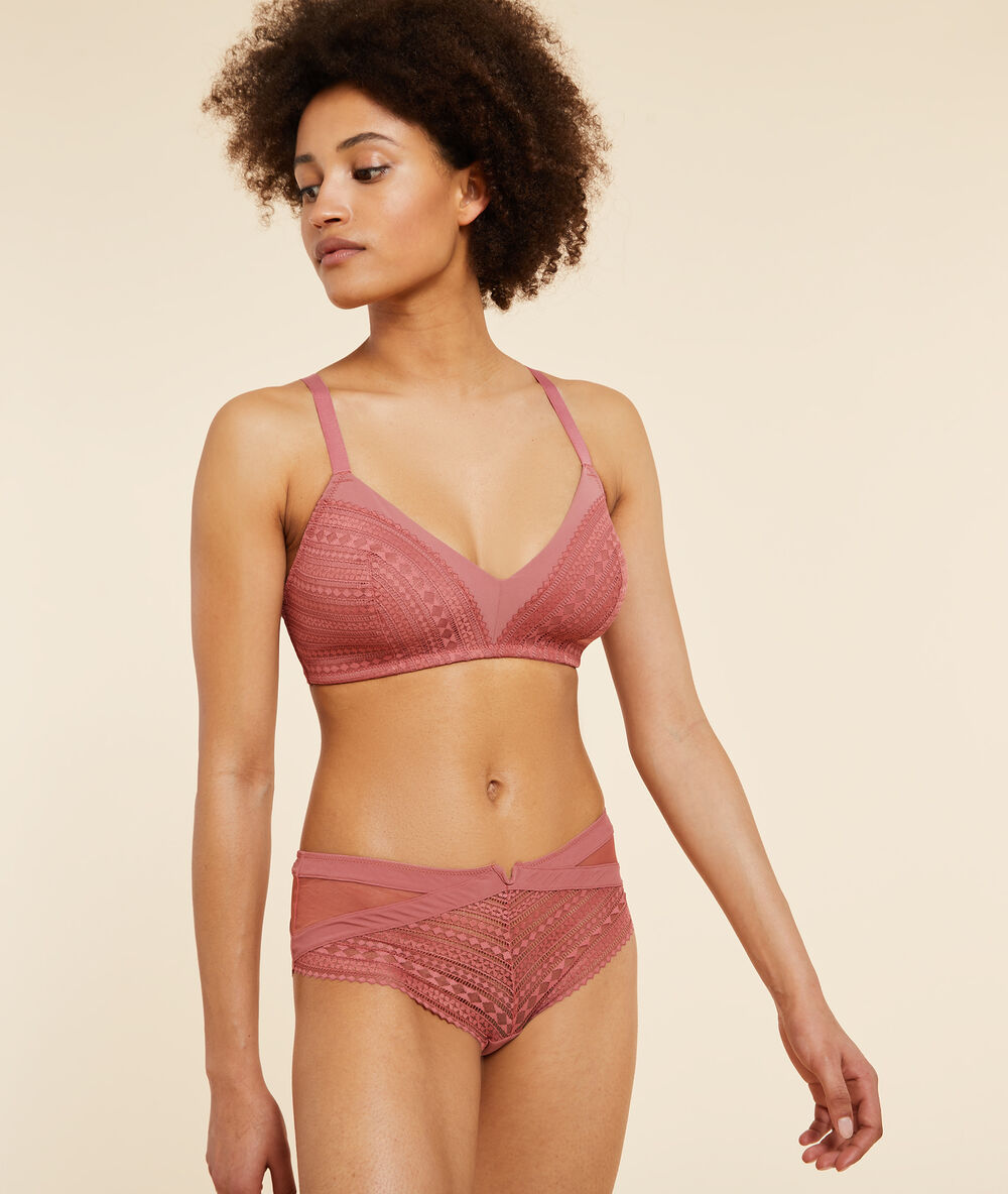 Shorty en dentelle terracotta.