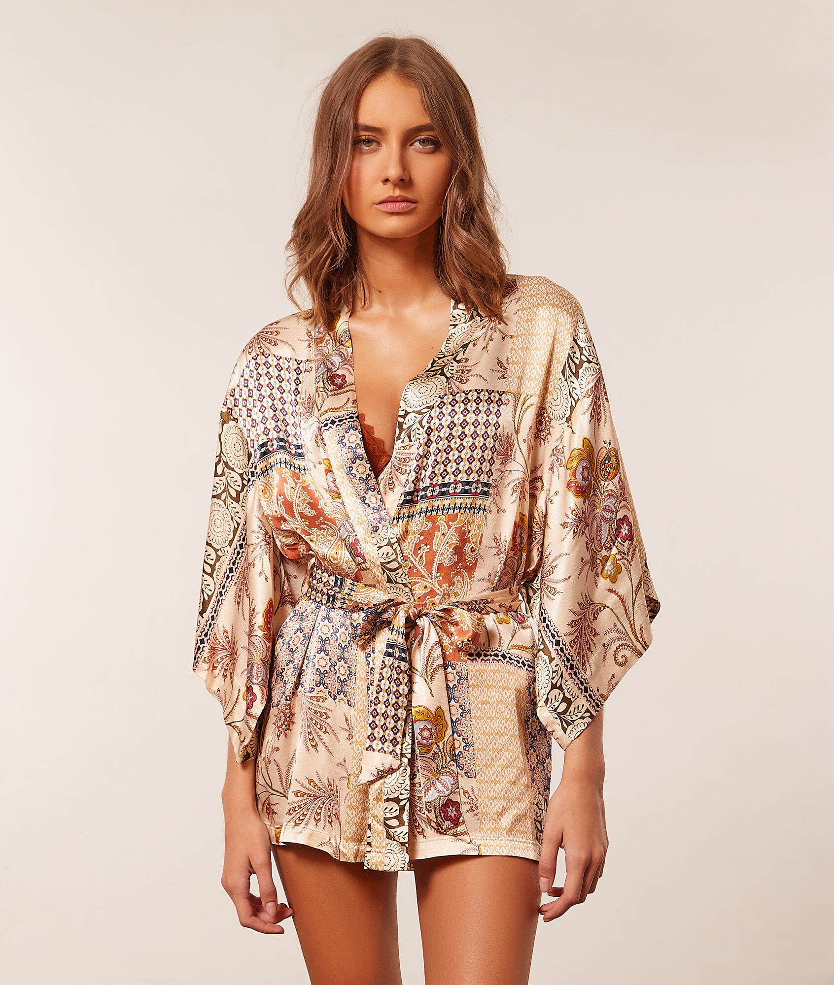 Déshabillé imprimé - Patchwork - XS - Ecru - Femme - Etam