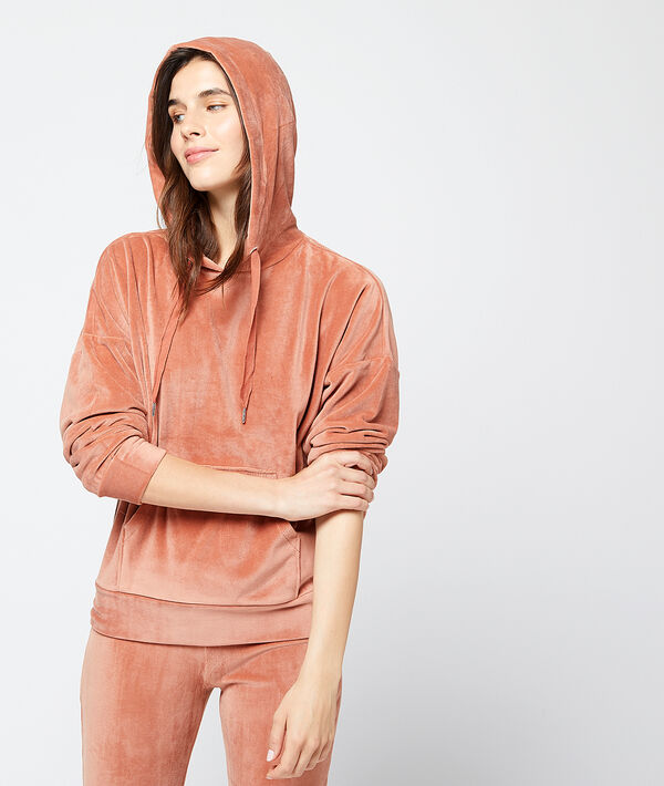 Sweat homewear velours brique.