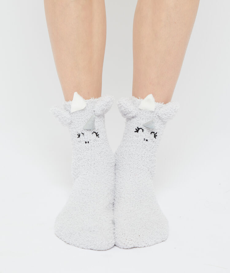 Chaussette cocooning licorne gris.