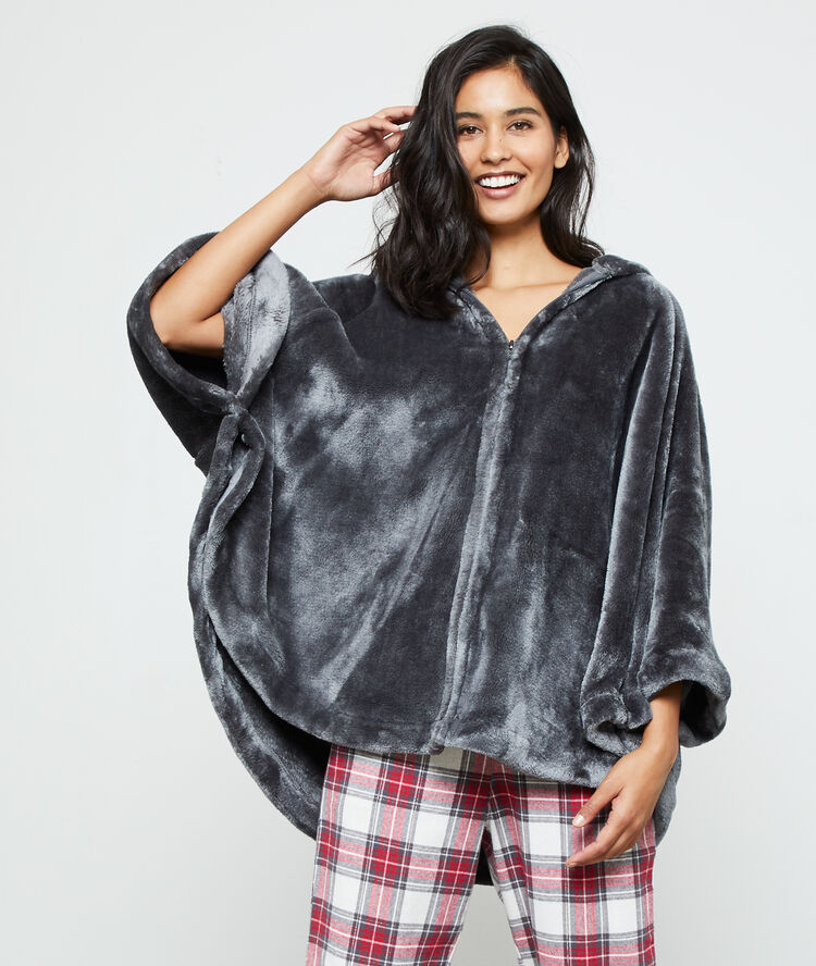 Poncho à capuche chat anthracite.