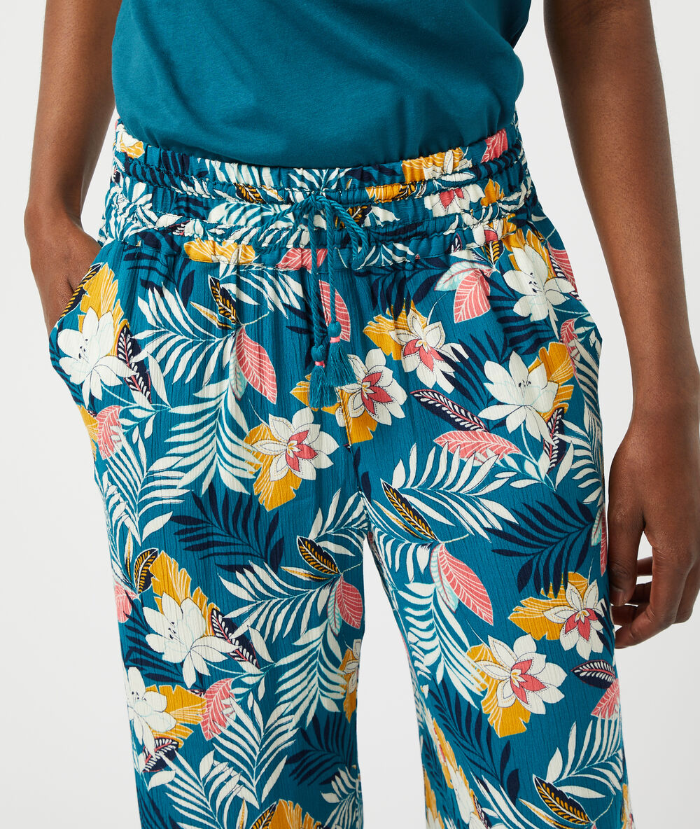 Pantalon imprimé bleu canard.