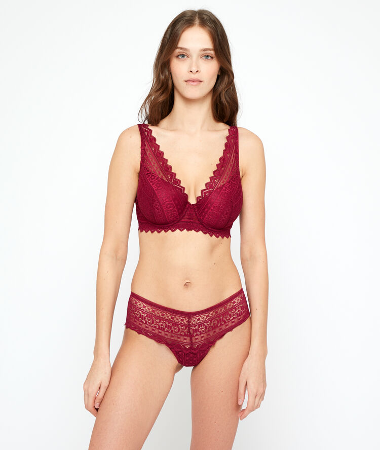 Soutien-gorge n°6 - triangle naturel bordeaux grenat.