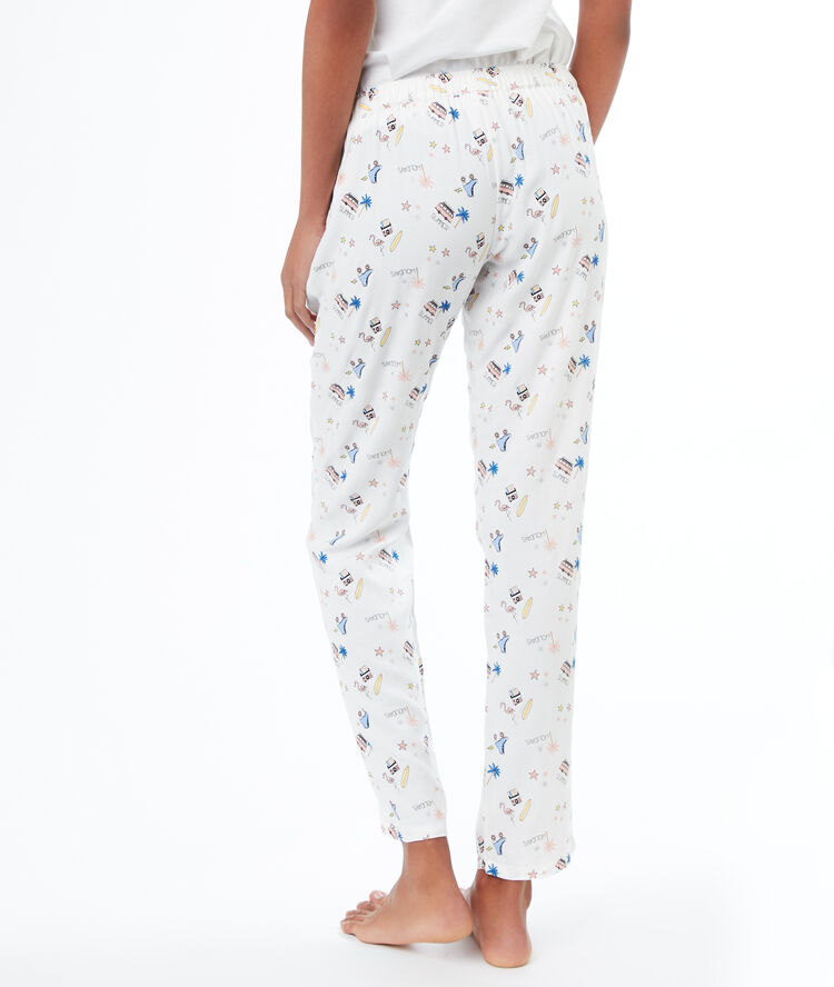 Pantalon imprimé ecru.