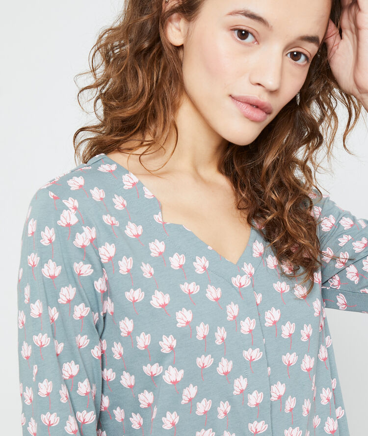 Chemise de nuit imprimé floral kaki.