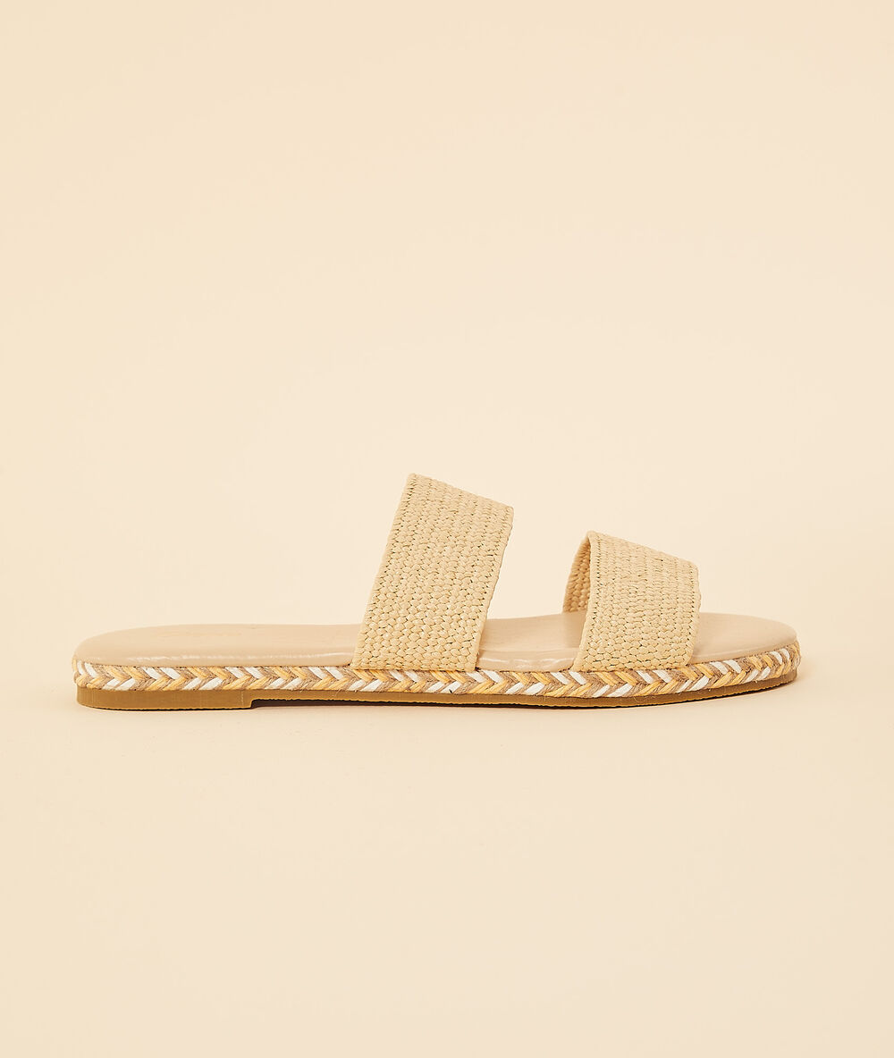 Sandales effet paille beige.