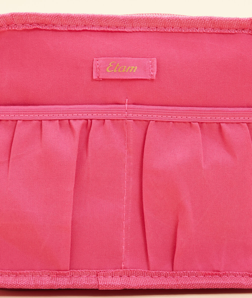 Trousse imprimé fleuri fushia.