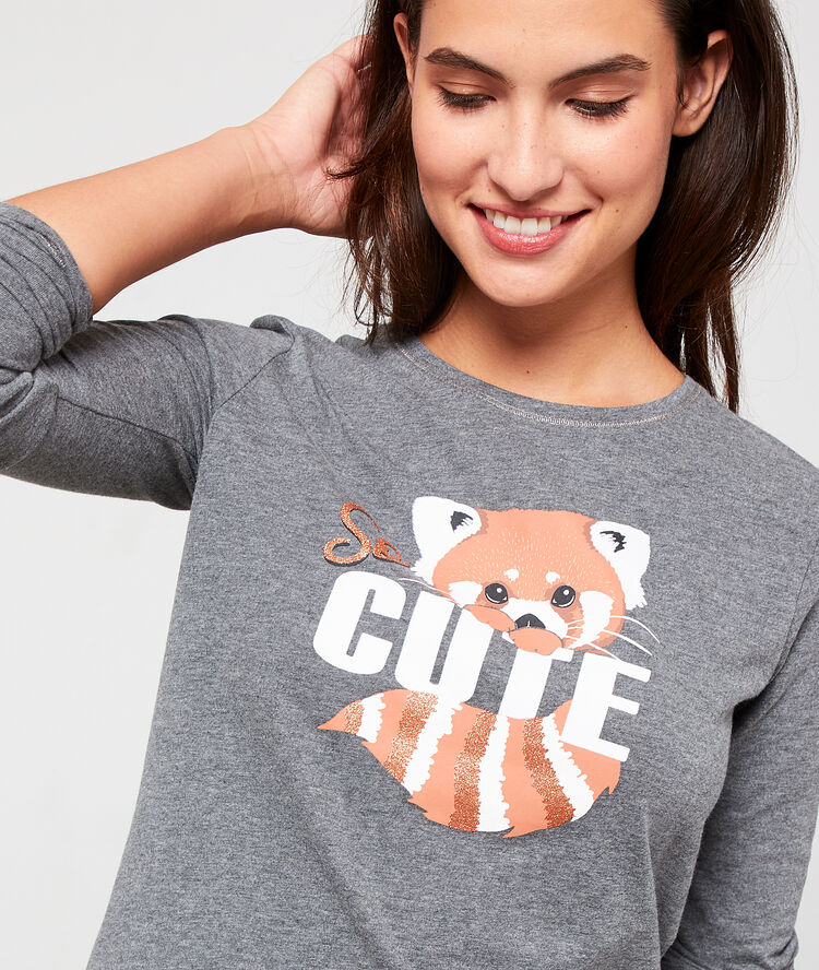 Top manches longues "cute" anthracite.
