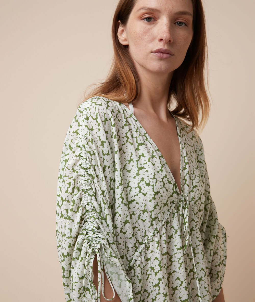 Robe imprimé floral imp fd blanc.