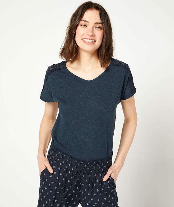 T-shirt détails guipure T-shirt détails guipure;${refinementColor}