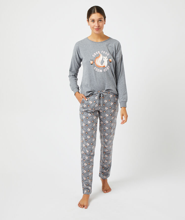 Pantalon imprimé anthracite.