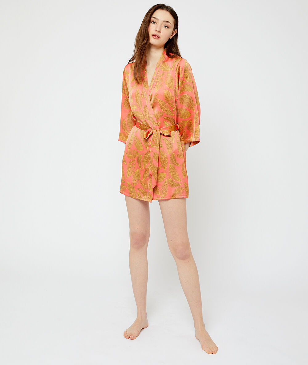 Kimono satiné orange.