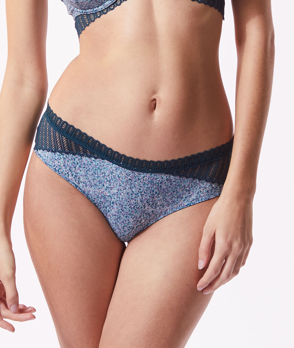 Shorty imprimé dentelle imp bleu vert.