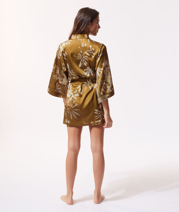 Kimono satiné imprimé fleuri Kimono satiné imprimé fleuri;${refinementColor}