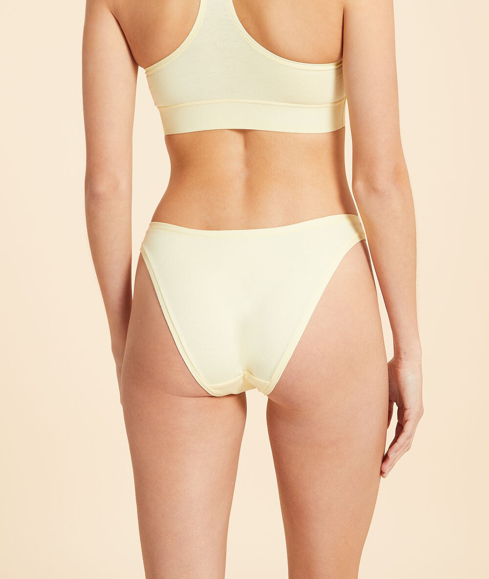 Culotte high leg en coton jaune pale.