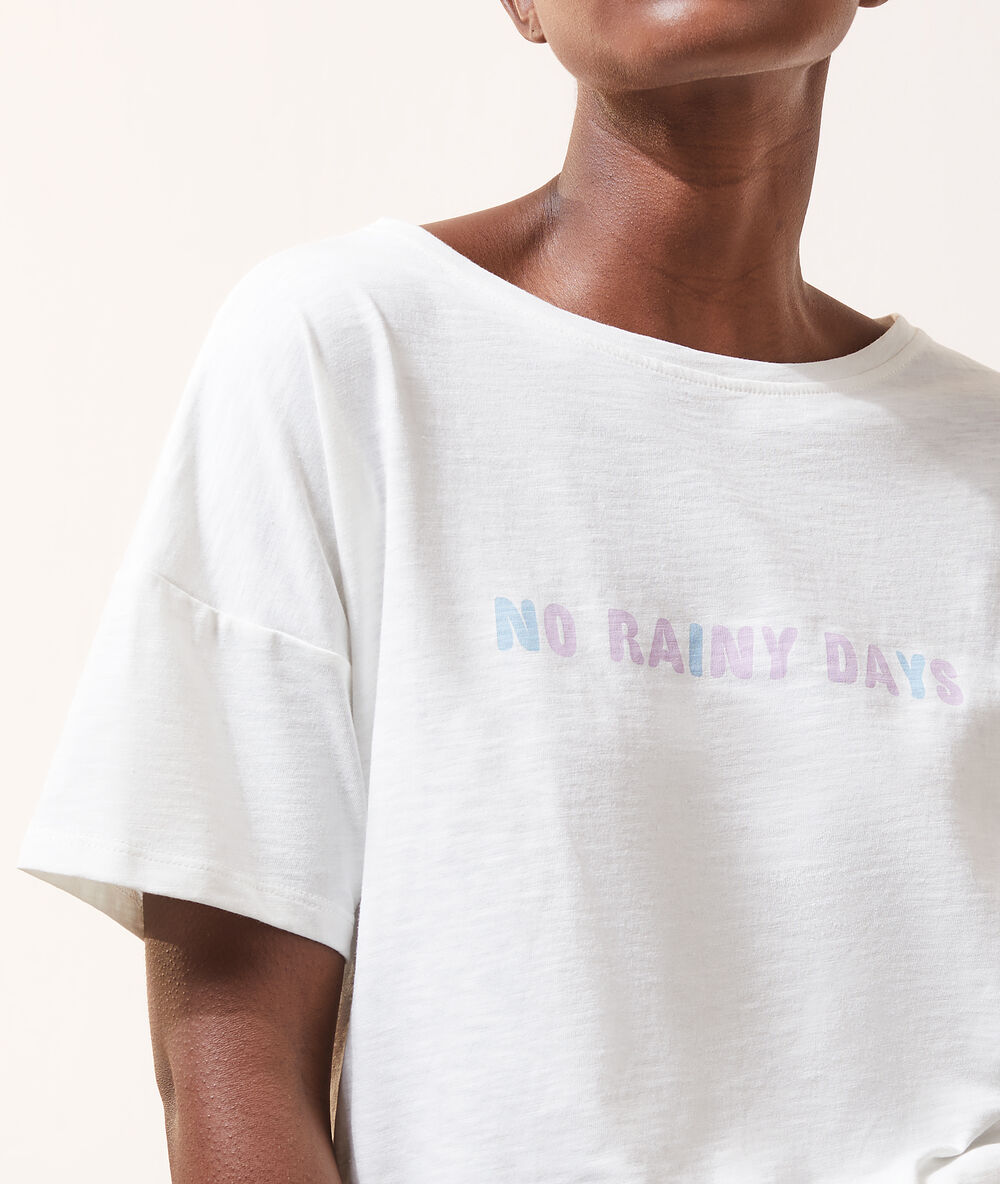 T-shirt "no rainy days" ecru.
