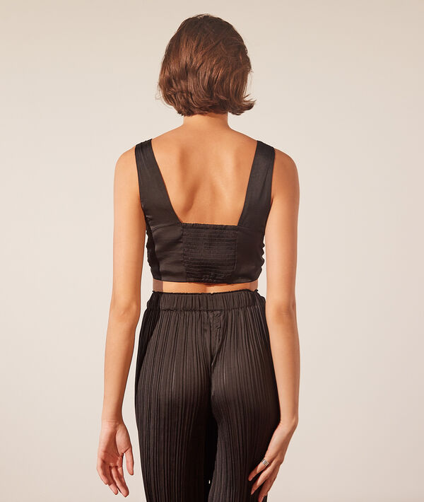 Crop top noué satiné Crop top noué satiné;${refinementColor}