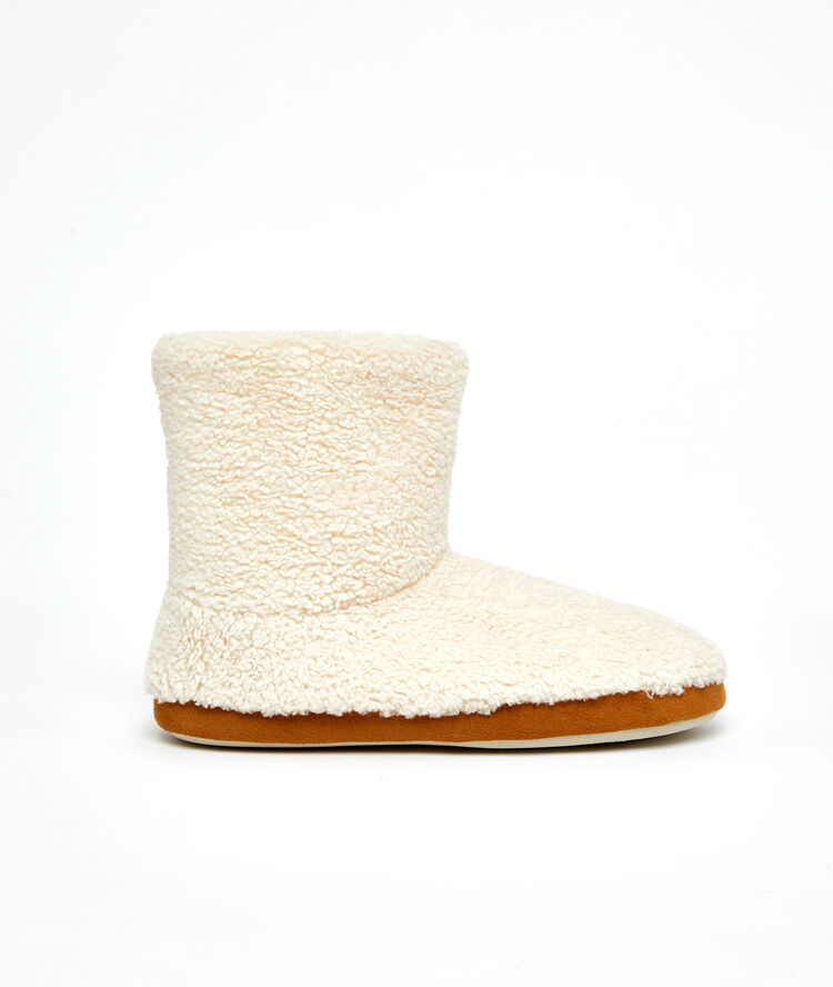 Chaussons bottines doudou ecru.
