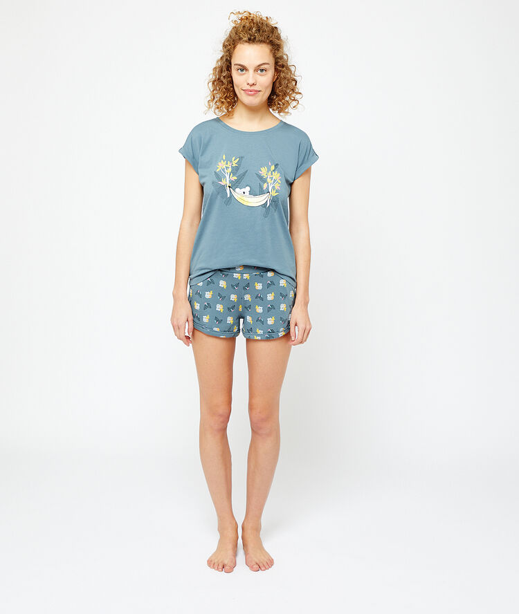 T-shirt imprimé bleu.