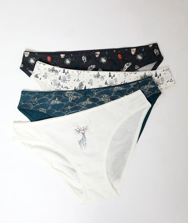 Lot de 4 culottes en coton vert canard.