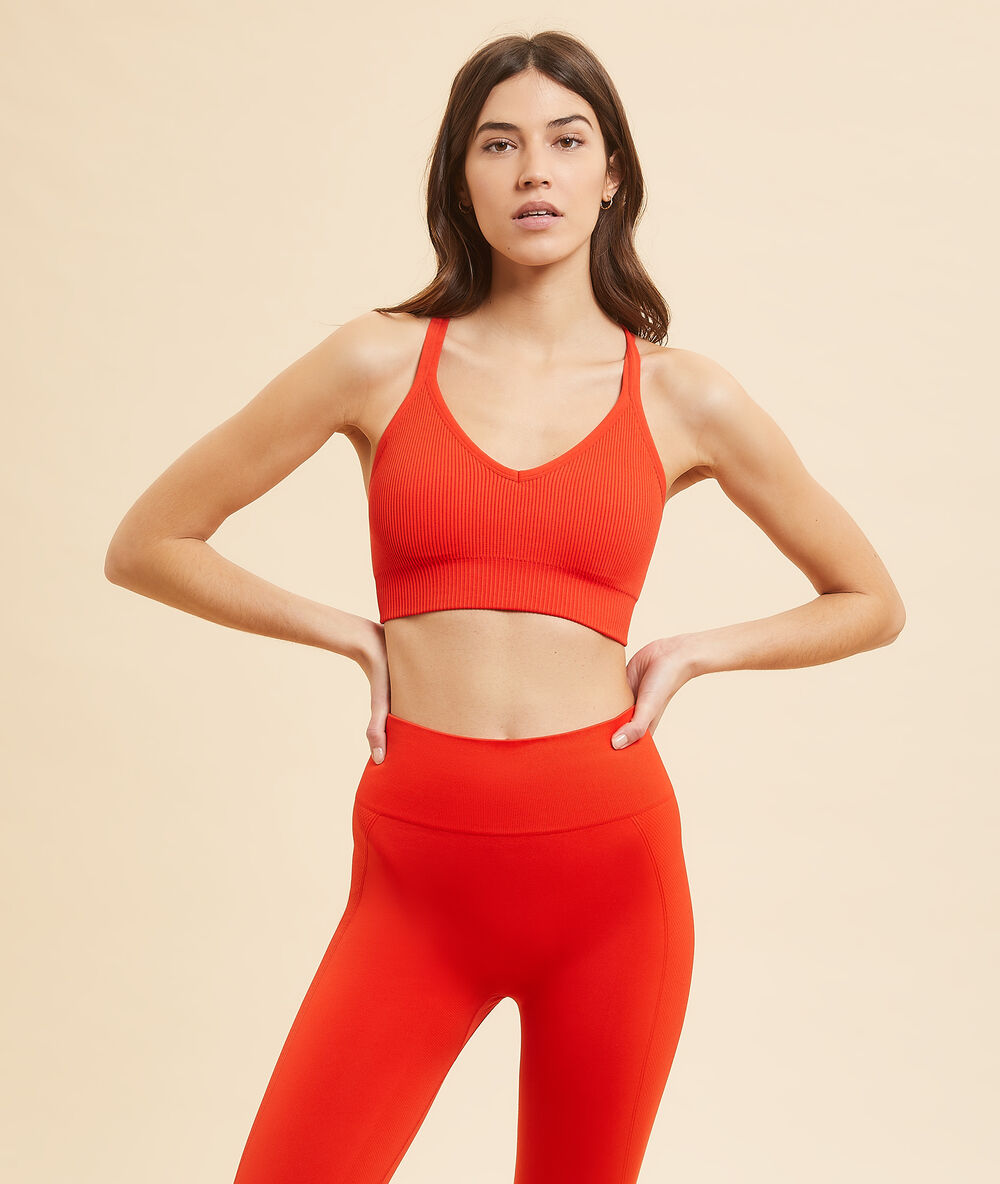 Legging de yoga long vermillon.