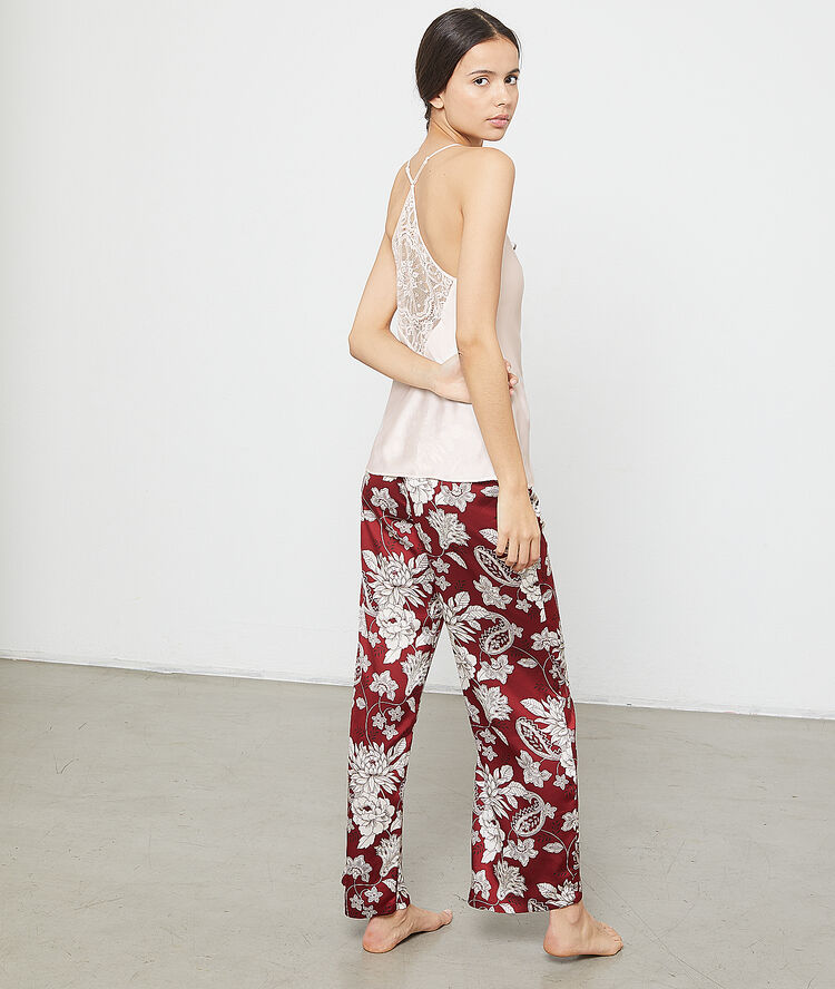 Top satin dos dentelle ecru.