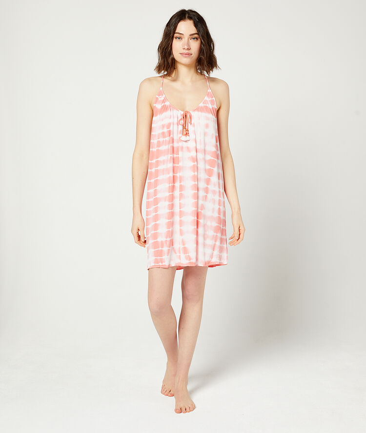 Nuisette imprimé tie & dye corail.