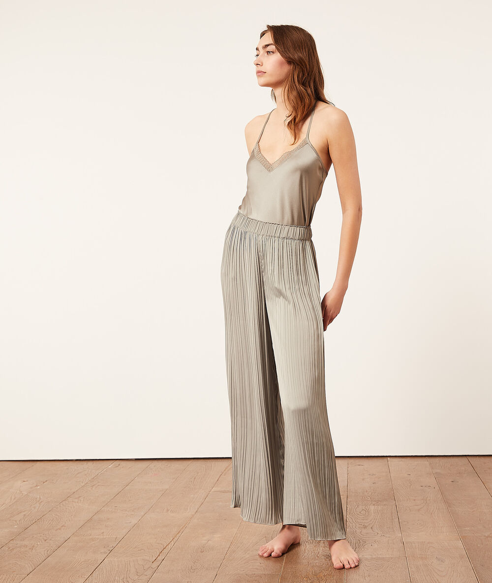 Pantalon de pyjama évasé argile.