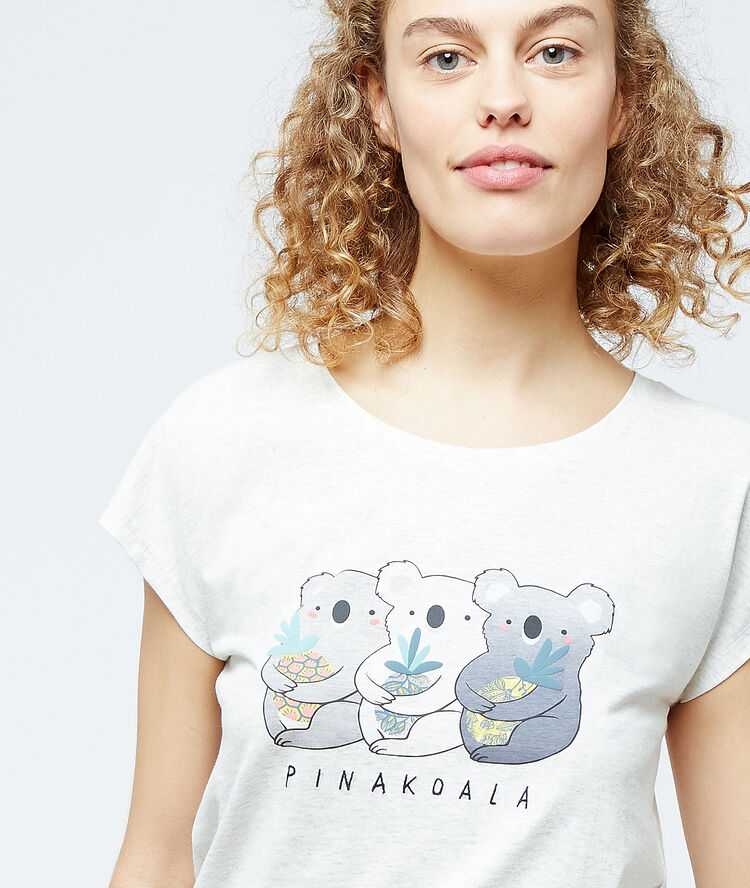 T-shirt imprimé "pinakoala" ecru.