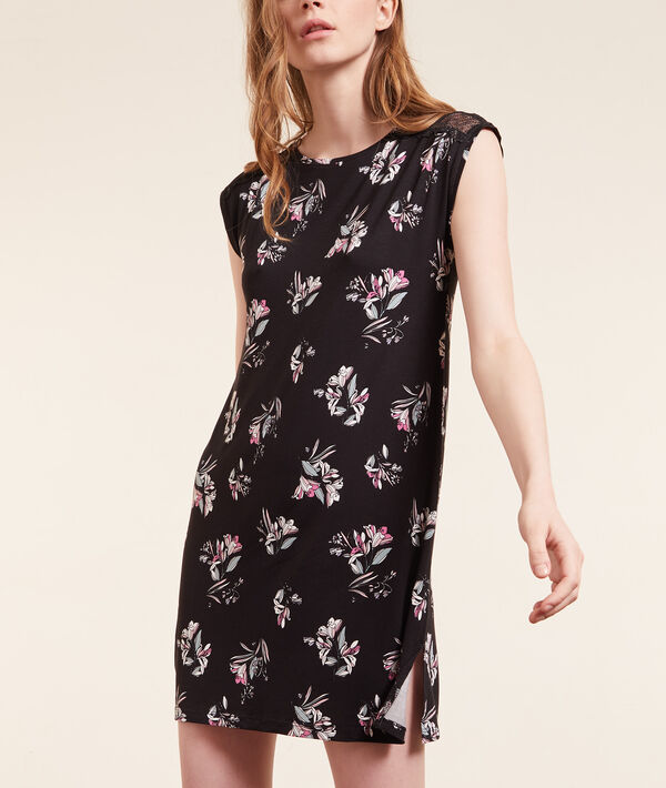 Chemise de nuit imprimée détails dentelle Chemise de nuit imprimée détails dentelle;${refinementColor}