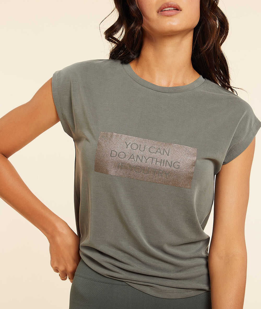 T-shirt manches courtes "you can do anything ..." kaki.
