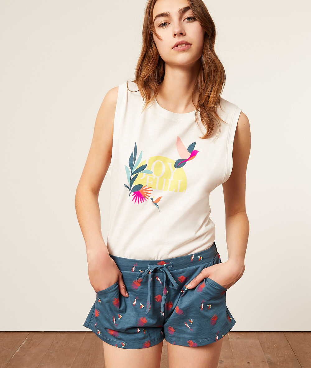 Short de pyjama imprimé bleu.