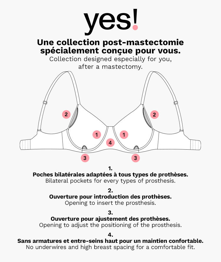 Haut de maillot de bain post-mastectomie brassière ecru.