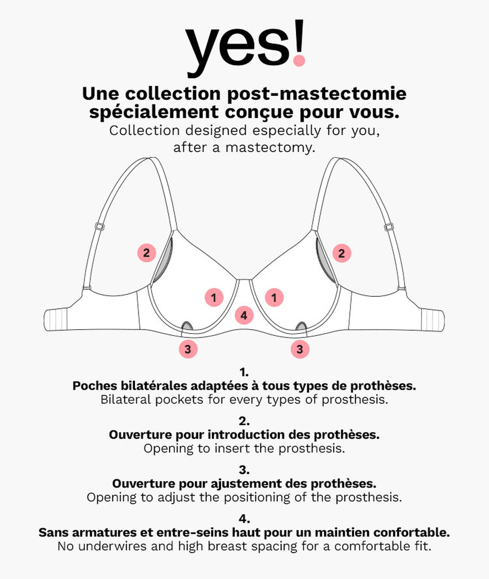 Haut de maillot de bain post-mastectomie brassière fushia.