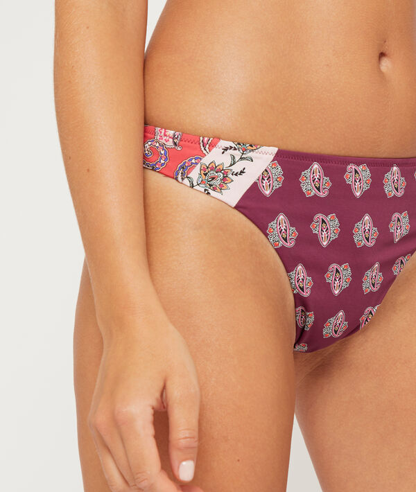 Bas de bikini simple à nouettes multicolore.