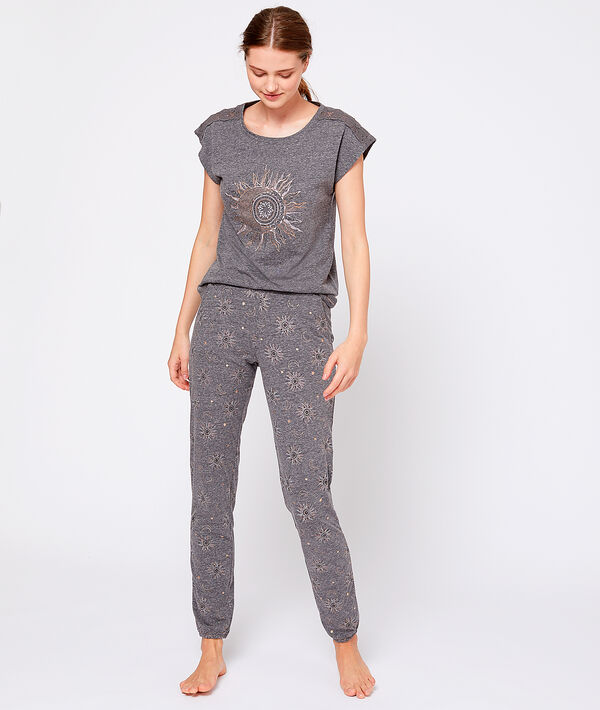 Pantalon imprimé gris.
