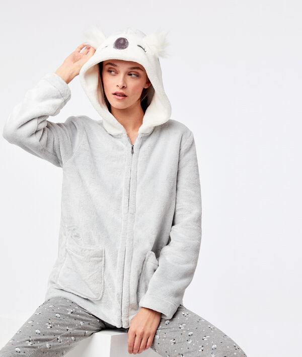 Veste koala fausse fourrure gris.