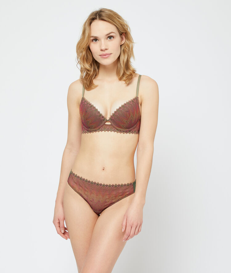 Slip en dentelle multicolore.