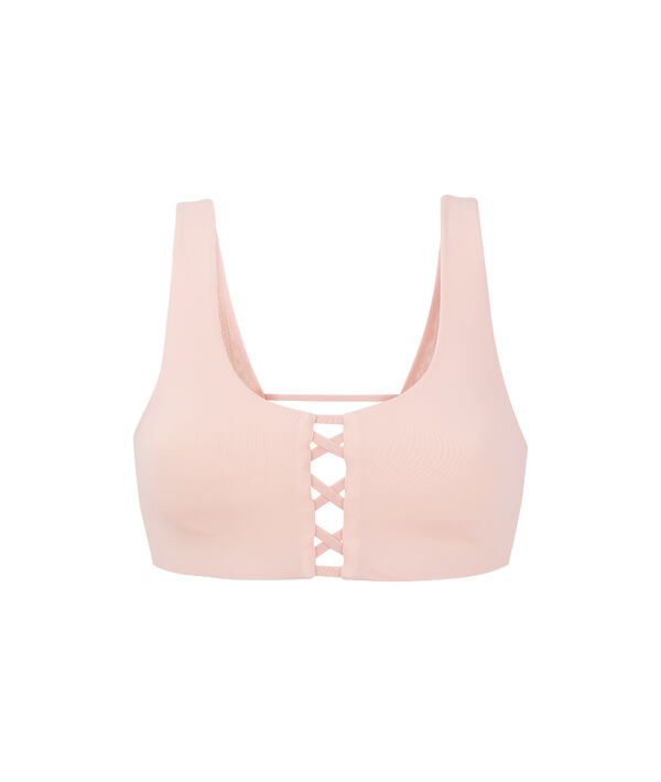 Brassière technique, dos renforcé et dentelle - maintien médium rose.