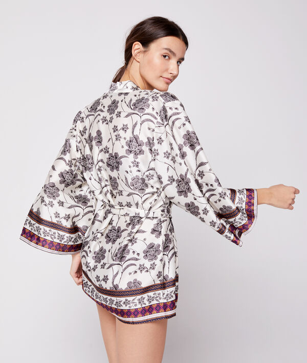 Kimono déshabillé satin imprimé Kimono déshabillé satin imprimé
