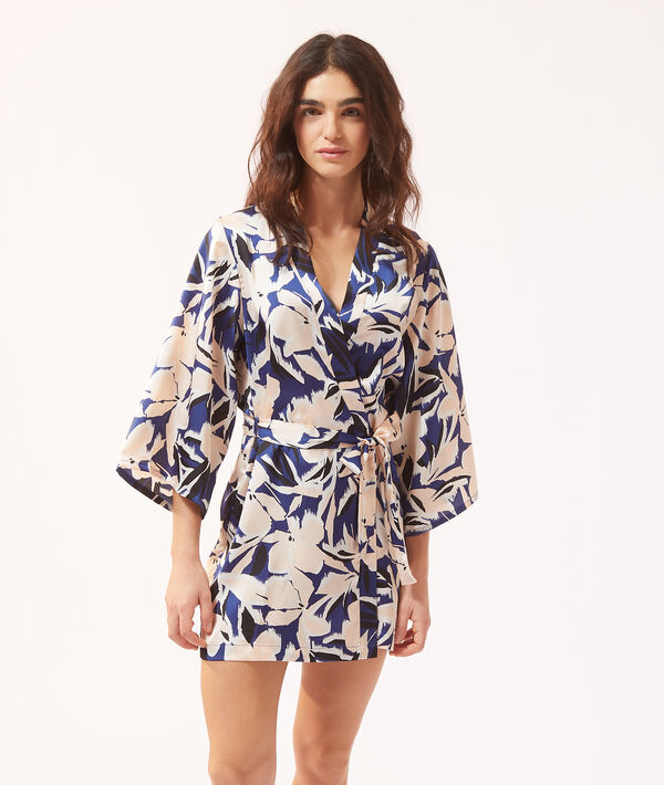 Kimono satiné fleuri Kimono satiné fleuri;${refinementColor}