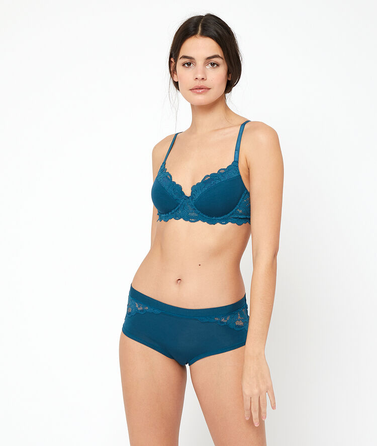 Soutien-gorge n°4 - coques fines bleu canard.