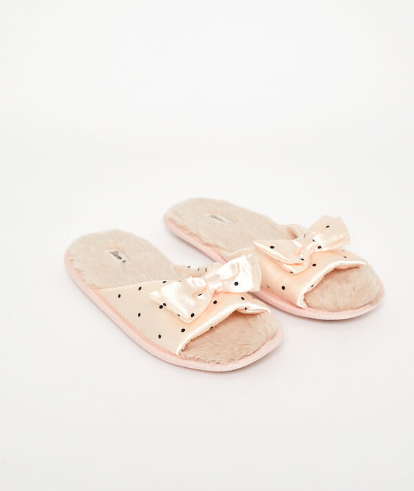Chaussons ouverts fourrés à noeud Chaussons ouverts fourrés à noeud