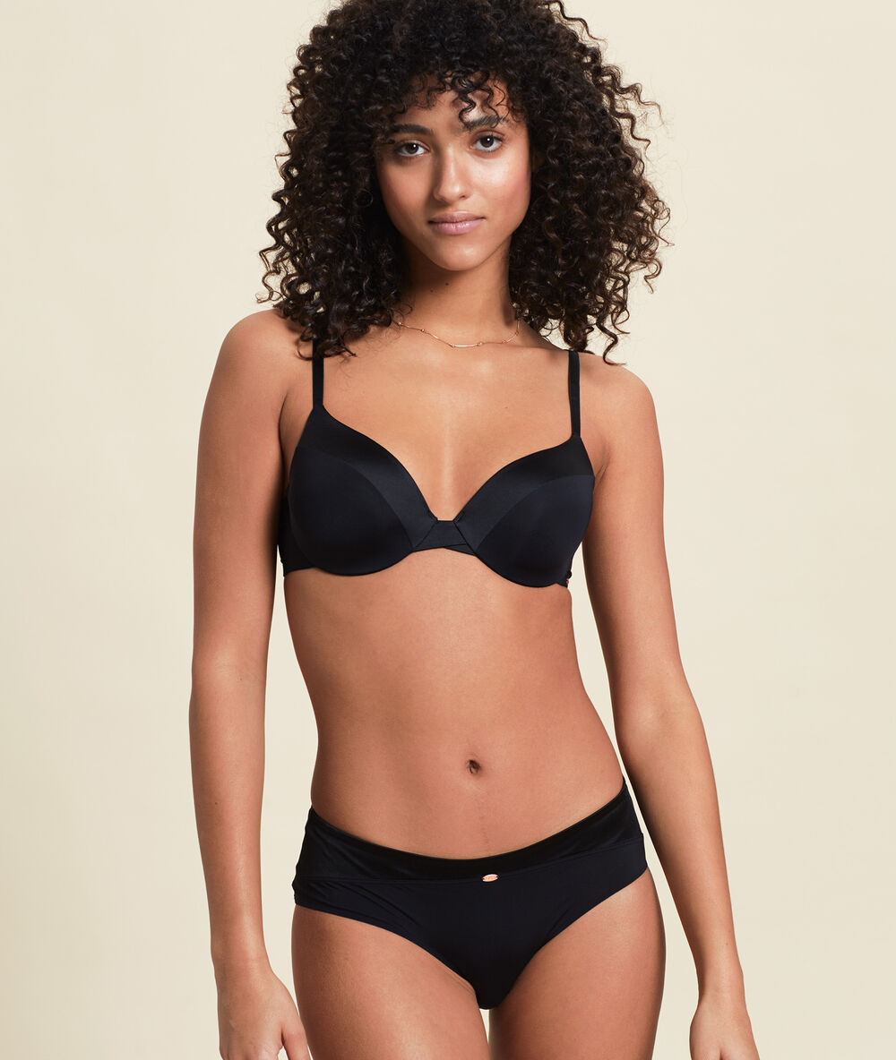 Soutien-gorge n°5 - coques fines en microfibre noir.