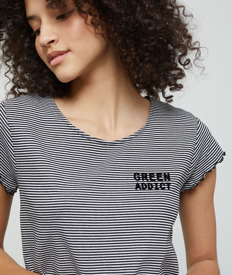 Nuisette rayée "green addict" en coton bio noir.