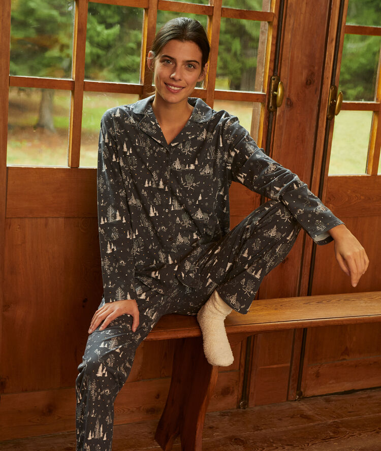 Pantalon imprimé bleu.