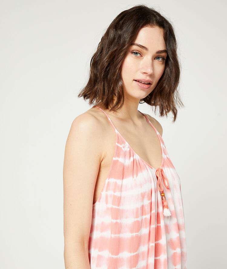 Nuisette imprimé tie & dye corail.