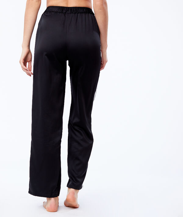 Pantalon large satiné à bandes contrastées Pantalon large satiné à bandes contrastées