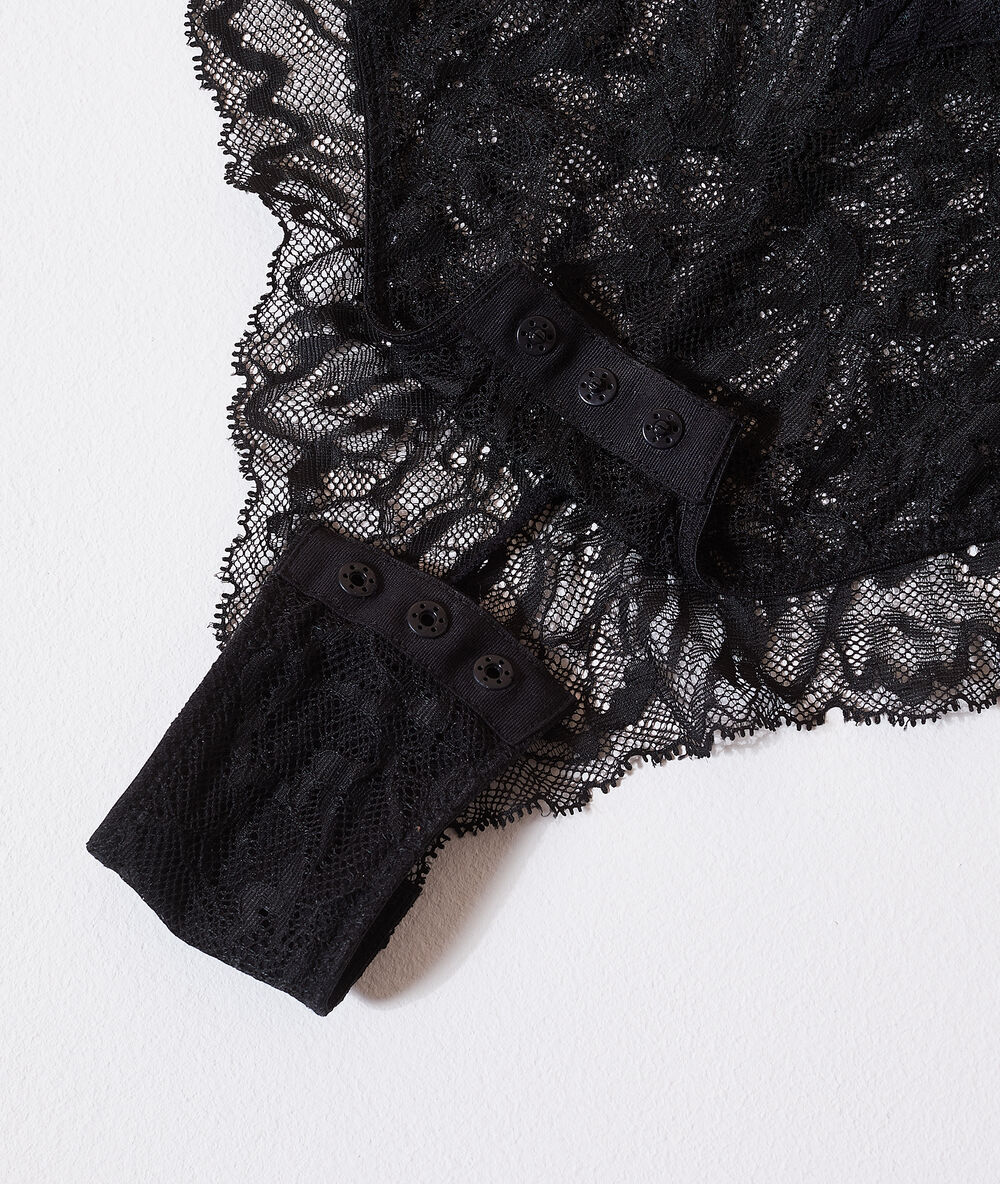 Body en dentelle, dos ouvert noir.